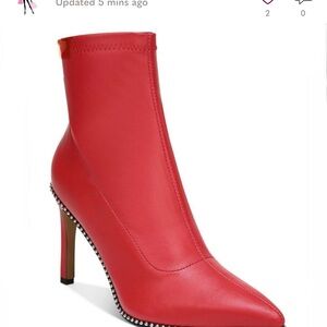 BAR III Melanay Size 9  Red Leather High Heel Ankle Boots Booties
